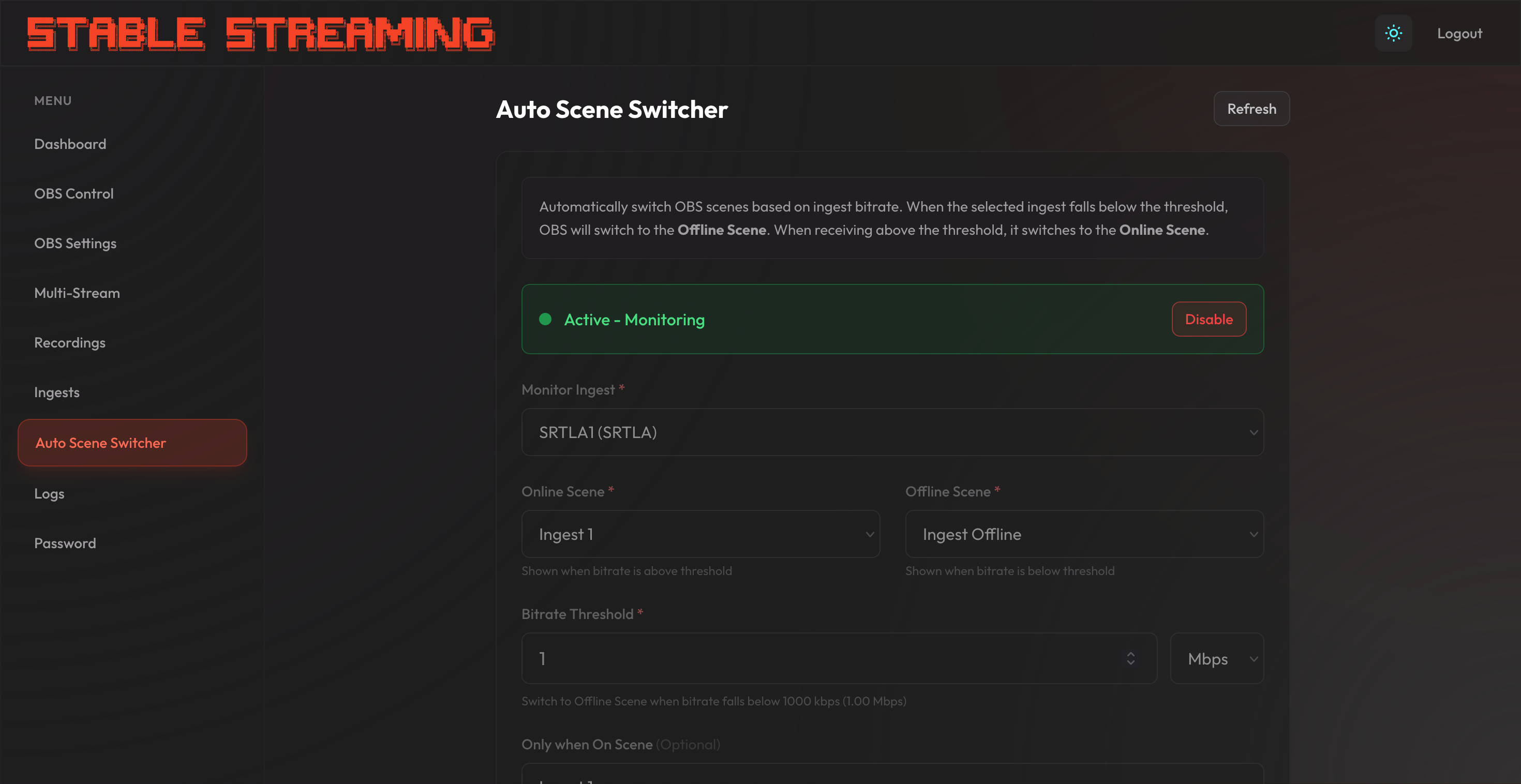 Auto Scene Switcher — Bitrate-based scene automation